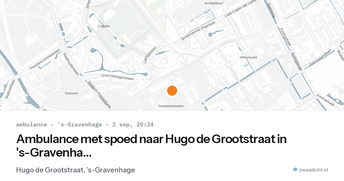 Ambulance met spoed naar Hugo de Grootstraat in 's-Gravenhage — 2 sep 2026