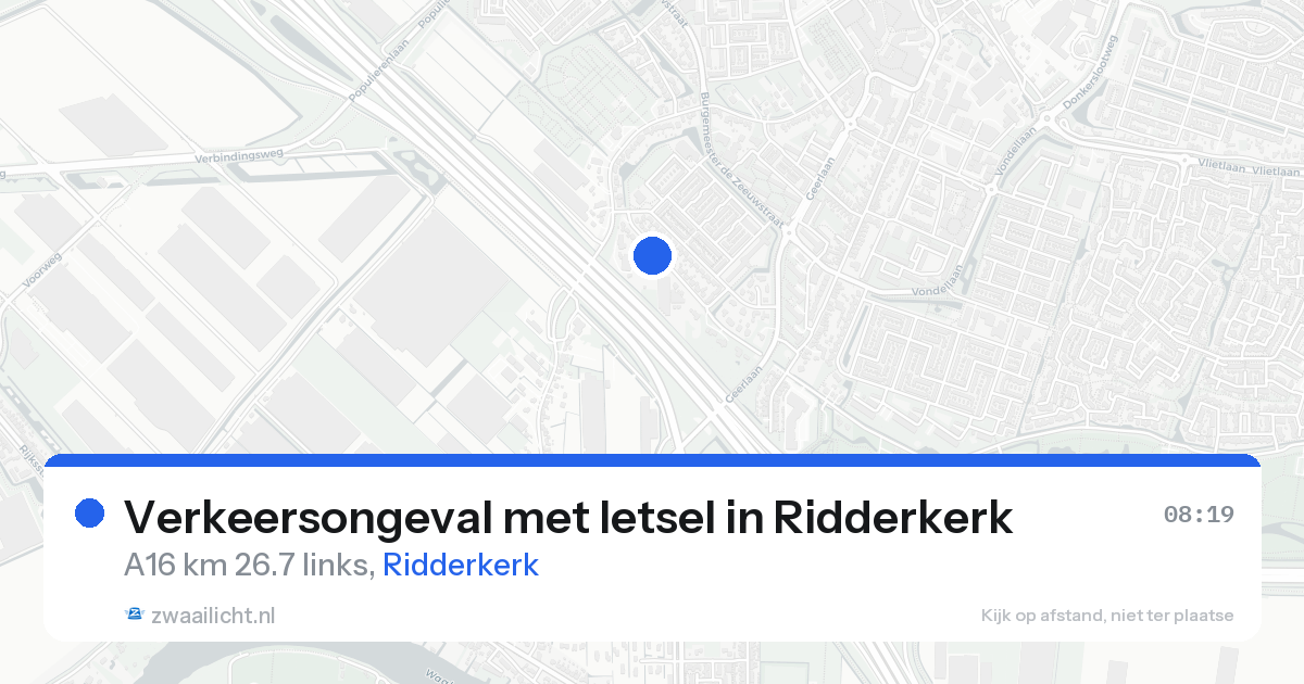 Verkeersongeval met letsel in Ridderkerk — 26 aug 2026