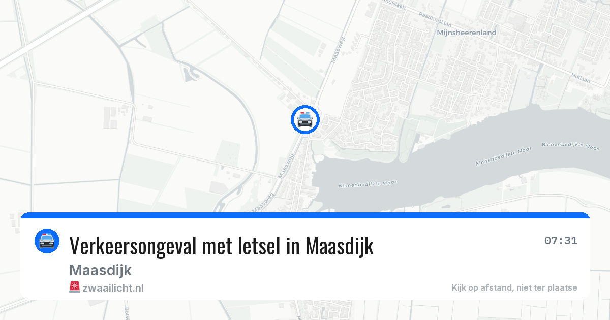 Verkeersongeval met letsel in Maasdijk — 20 mrt 2026