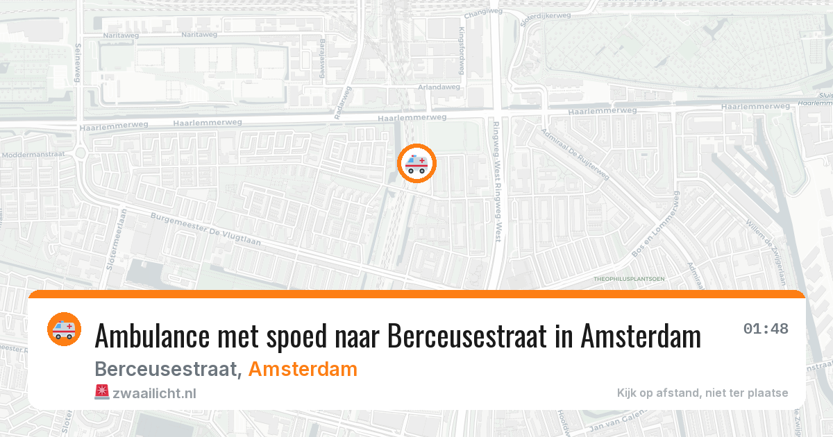 Ambulance met spoed naar Berceusestraat in Amsterdam — 10 aug 2026