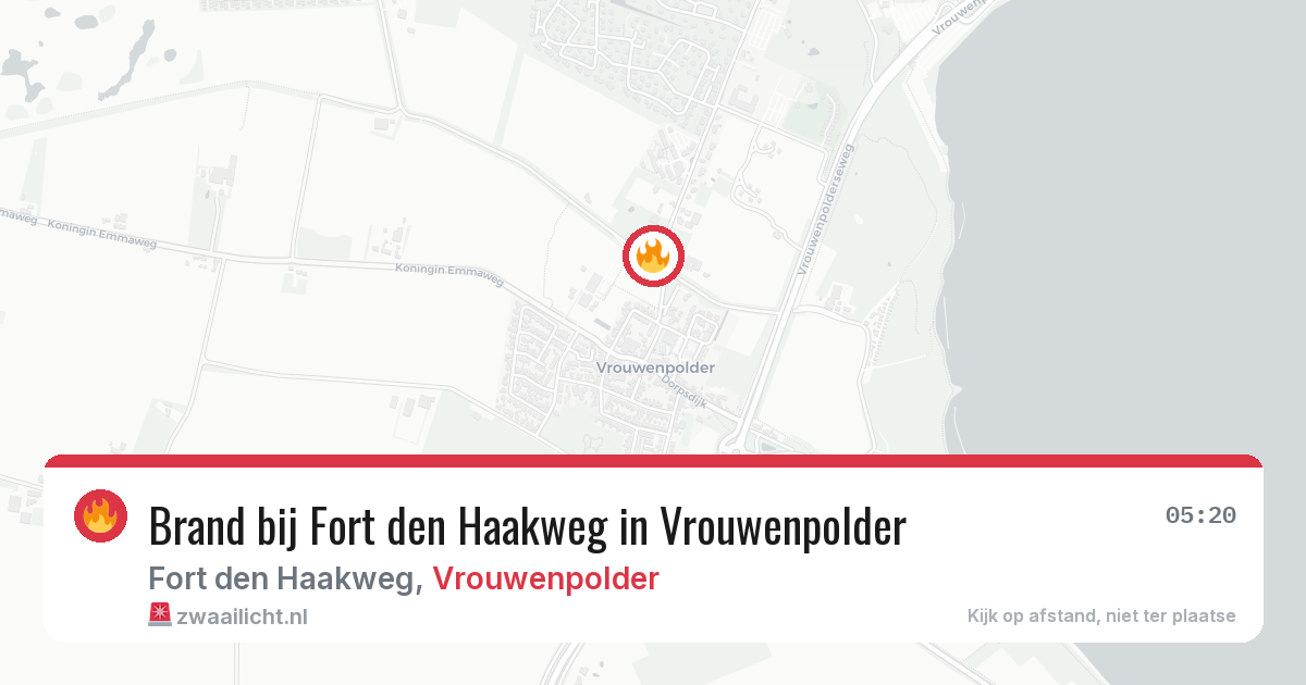 Brand bij Fort den Haakweg in Vrouwenpolder — 6 aug 2026