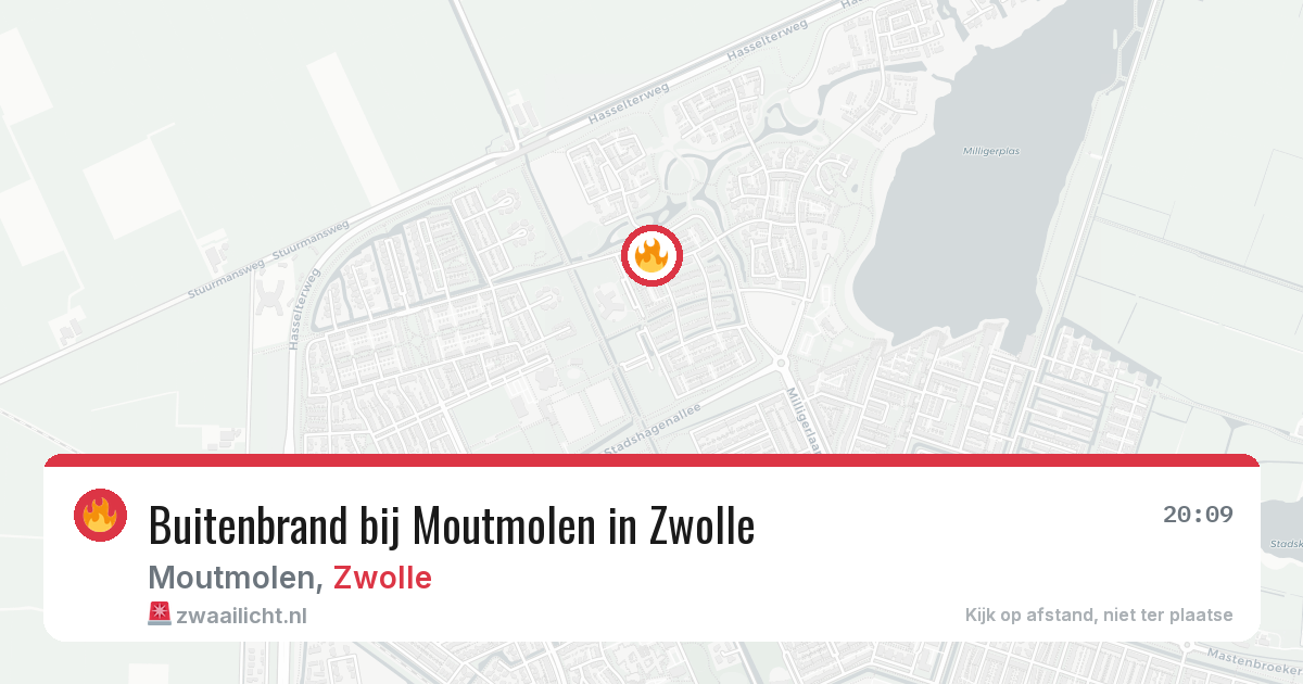 Buitenbrand bij Moutmolen in Zwolle — 6 aug 2026