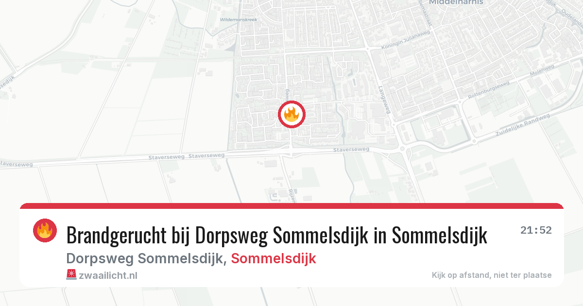Brandgerucht bij Dorpsweg Sommelsdijk in Sommelsdijk — 7 aug 2026