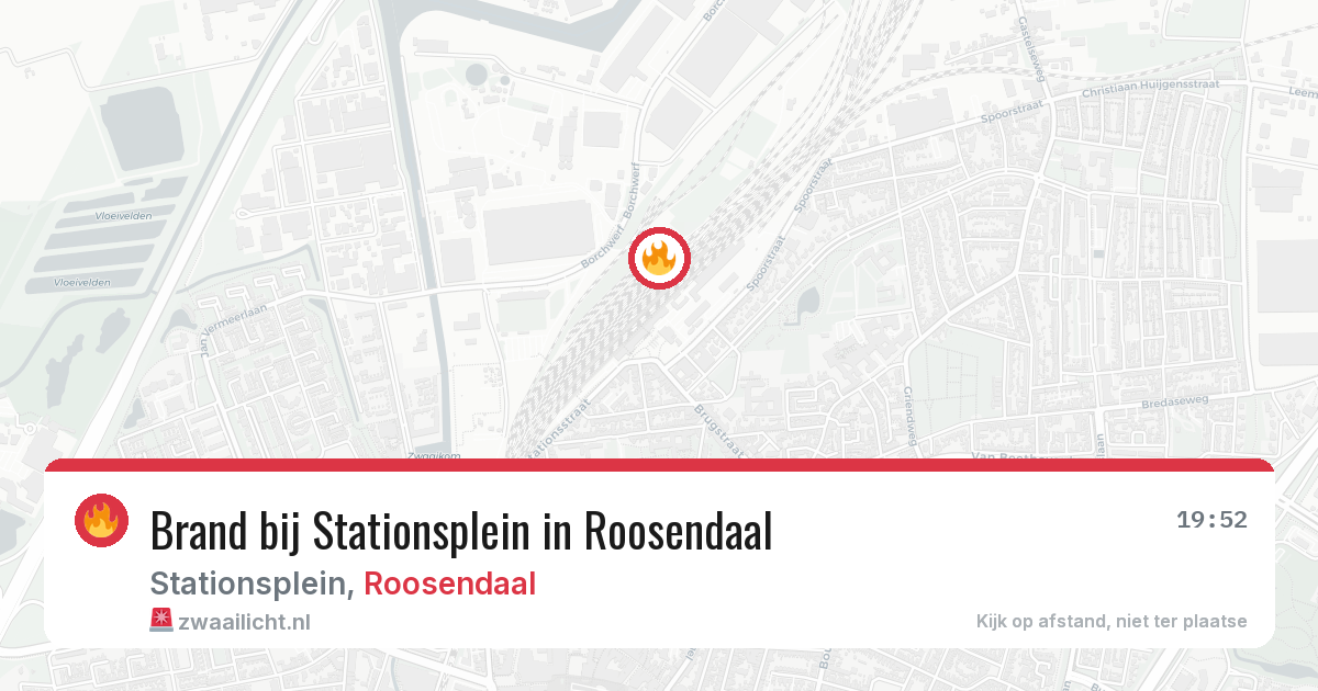 Brand bij Stationsplein in Roosendaal — 14 aug 2026
