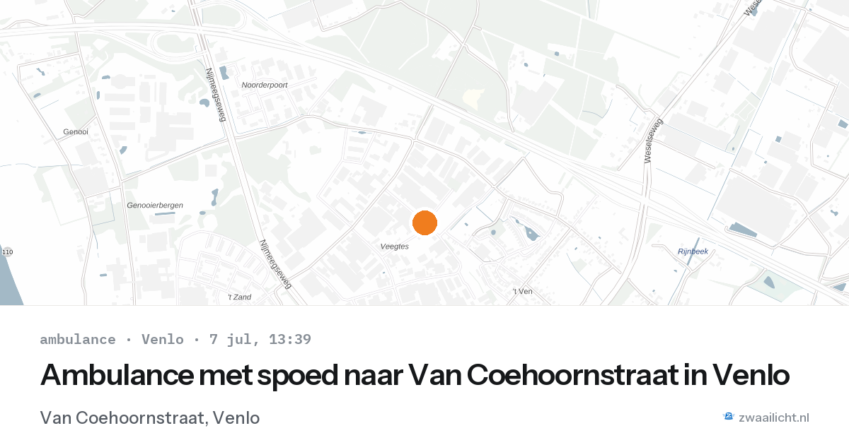 Ambulance met spoed naar Van Coehoornstraat in Venlo — 7 jul 2026