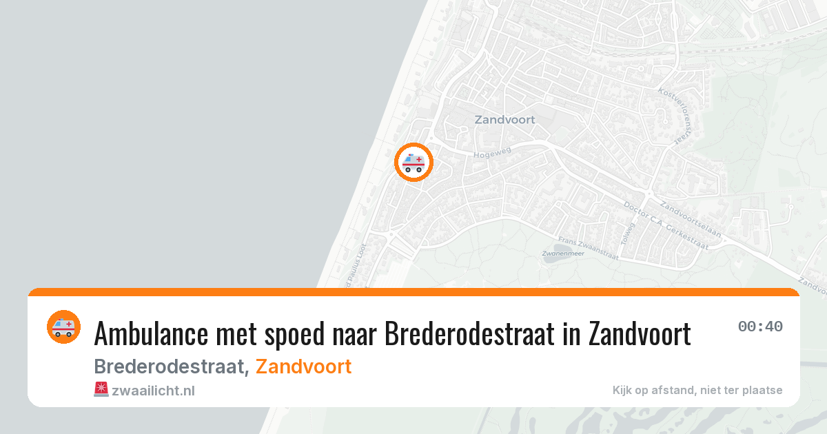 Ambulance met spoed naar Brederodestraat in Zandvoort — 13 aug 2026