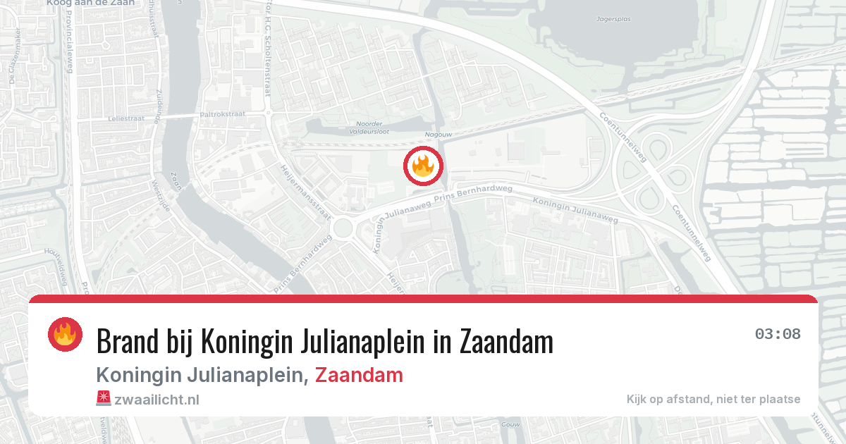 Brand bij Koningin Julianaplein in Zaandam — 11 aug 2026
