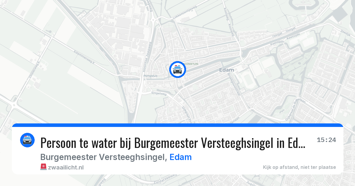 Persoon te water bij Burgemeester Versteeghsingel in Edam — 13 mei 2026