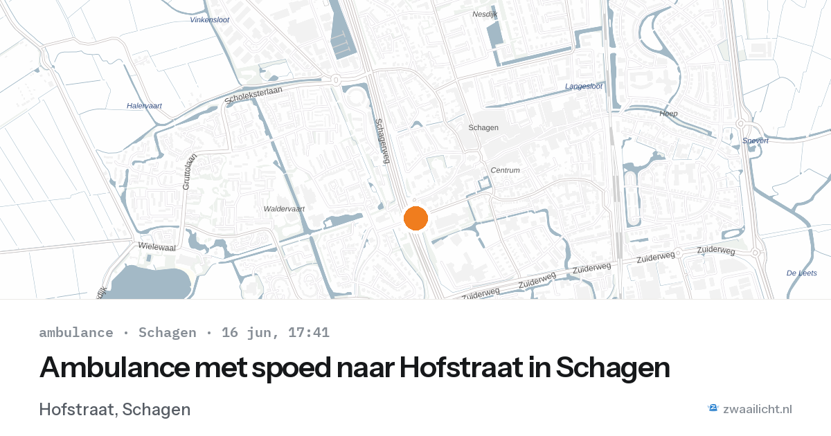 Ambulance met spoed naar Hofstraat in Schagen — 16 jun 2026