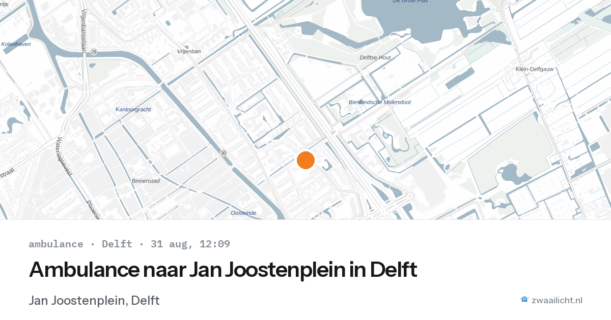 Ambulance naar Jan Joostenplein in Delft — 31 aug 2026