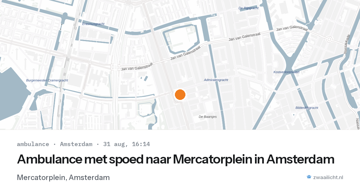 Ambulance met spoed naar Mercatorplein in Amsterdam — 31 aug 2026