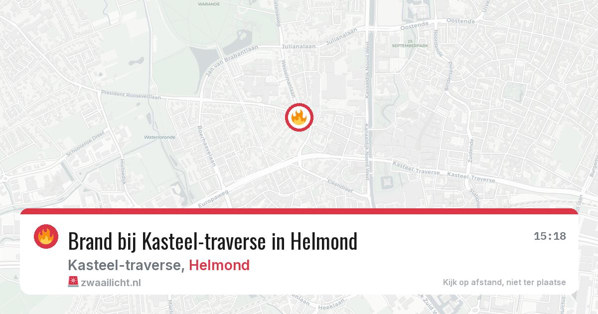 Brand bij Kasteel-traverse in Helmond — 19 mei 2026
