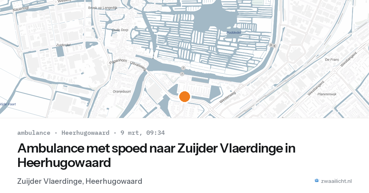 Ambulance met spoed naar Zuijder Vlaerdinge in Heerhugowaard — 9 mrt 2026
