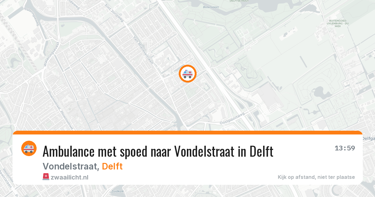 Ambulance met spoed naar Vondelstraat in Delft — 29 jul 2026