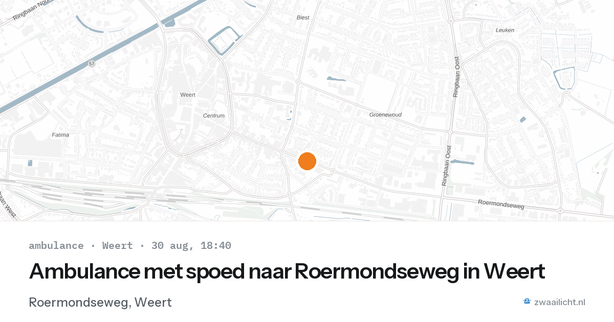 Ambulance met spoed naar Roermondseweg in Weert — 30 aug 2026