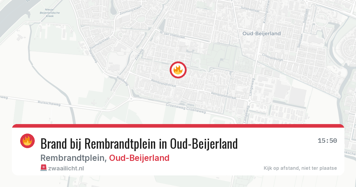 Brand bij Rembrandtplein in Oud-Beijerland — 31 mrt 2026