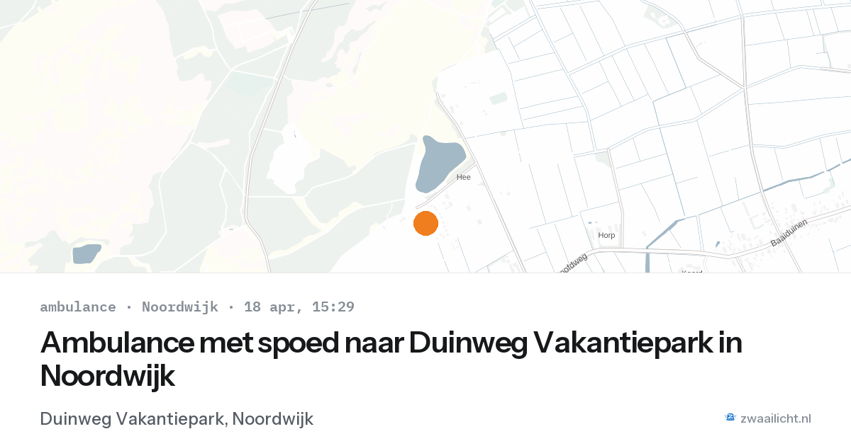 Ambulance met spoed naar Duinweg Vakantiepark in Noordwijk — 18 apr 2026