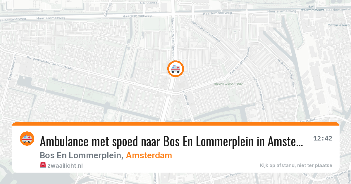 Ambulance met spoed naar Bos En Lommerplein in Amsterdam — 14 aug 2026