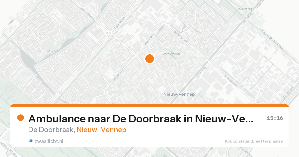 Ambulance naar De Doorbraak in Nieuw-Vennep — 20 aug 2026