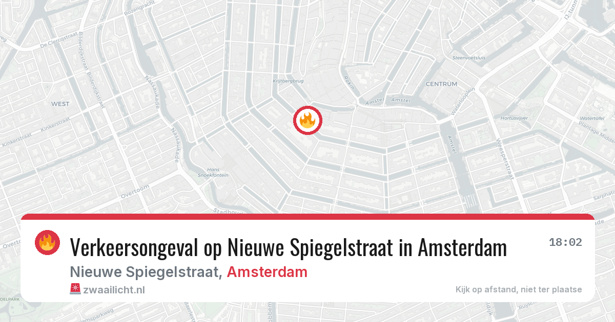Verkeersongeval op Nieuwe Spiegelstraat in Amsterdam — 8 jul 2026
