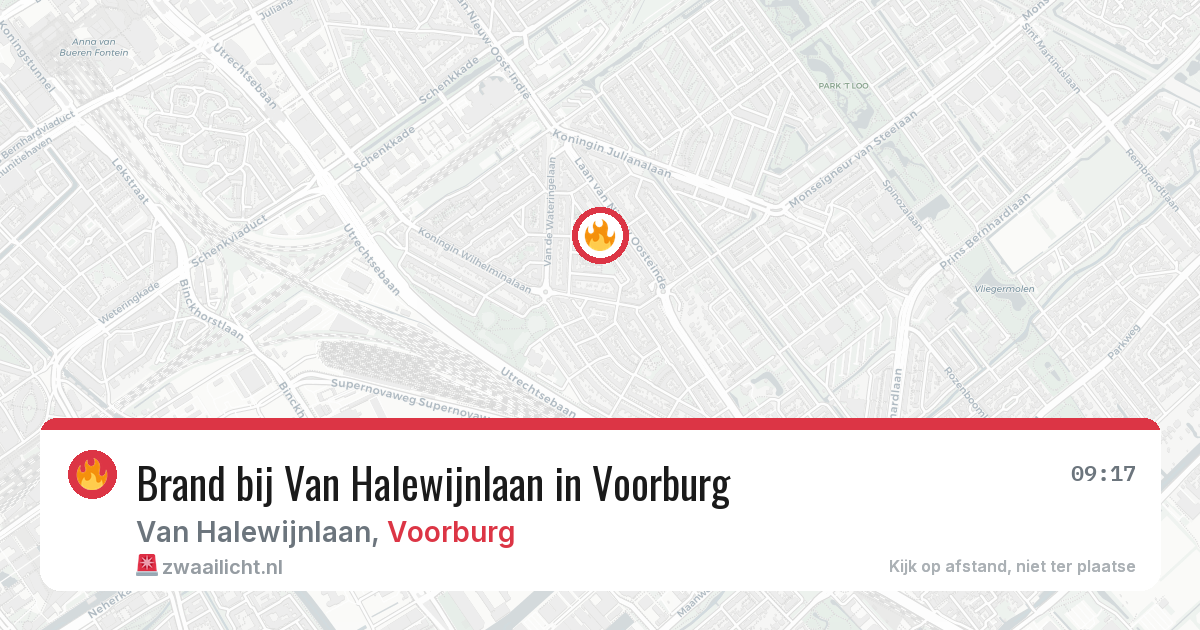 Brand bij Van Halewijnlaan in Voorburg — 14 aug 2026