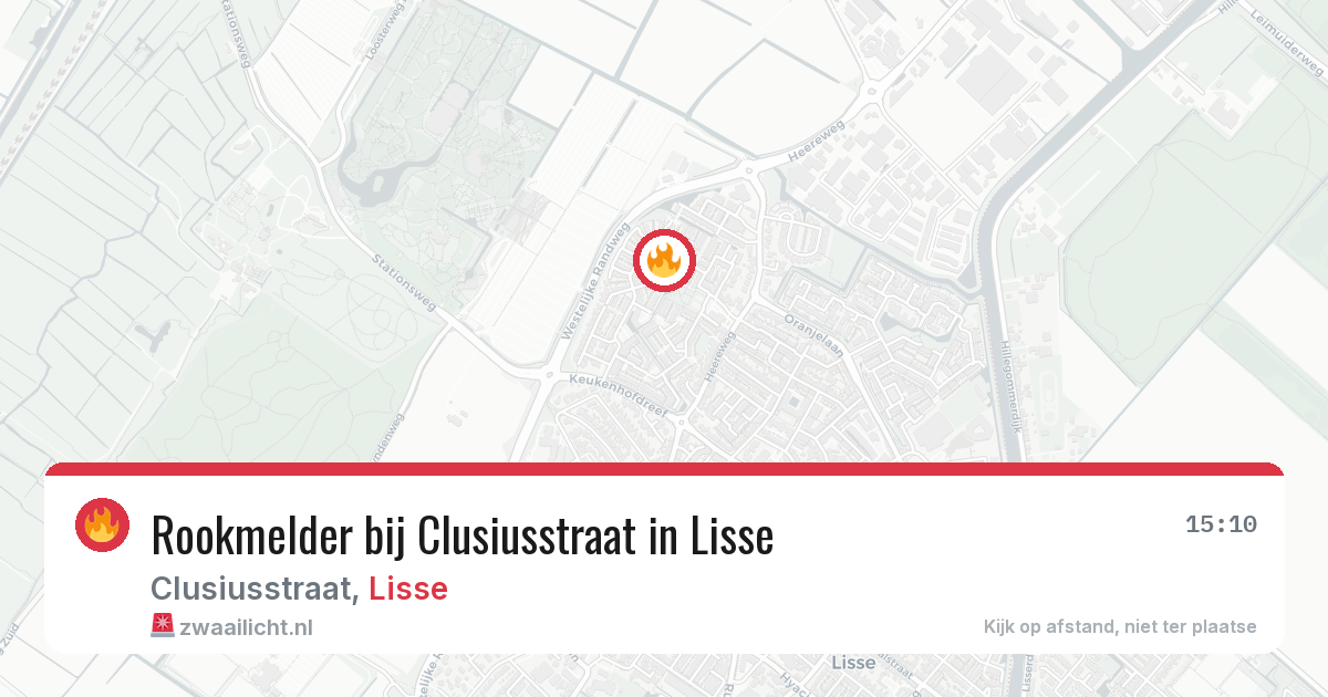 Rookmelder bij Clusiusstraat in Lisse — 13 mei 2026
