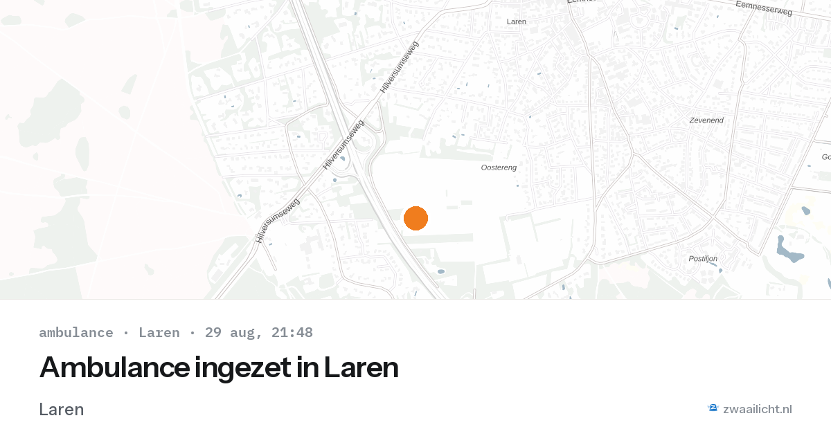 Ambulance ingezet in Laren — 29 aug 2026