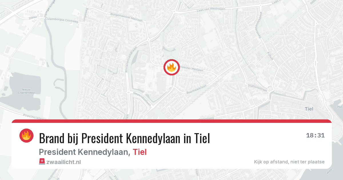 Brand bij President Kennedylaan in Tiel — 13 jun 2026