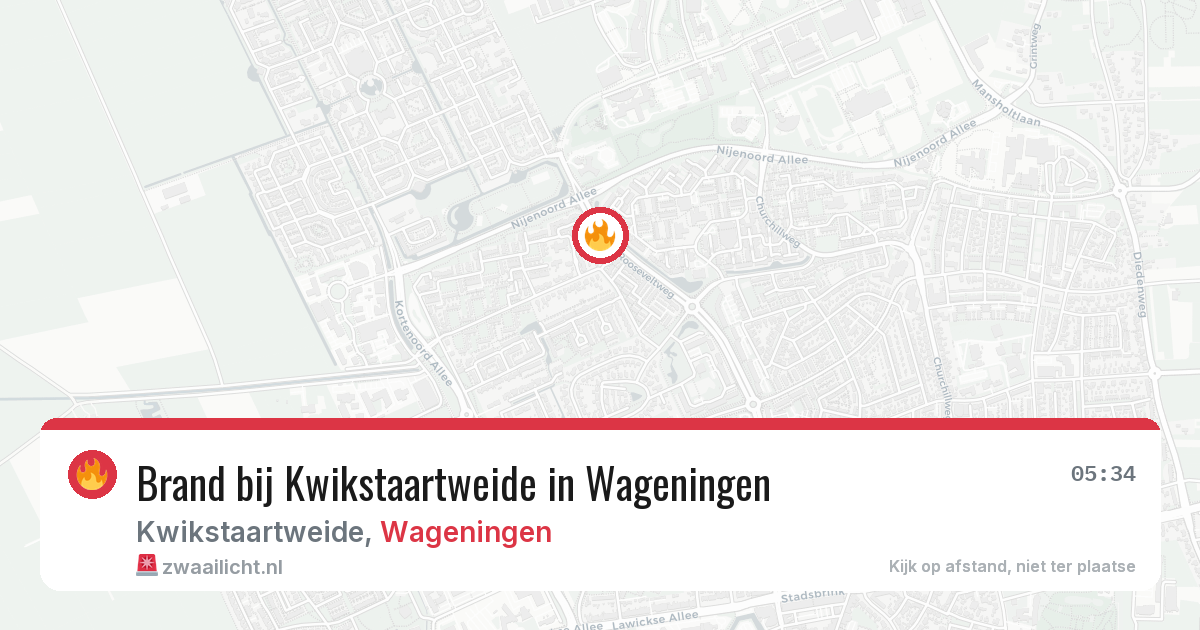 Brand bij Kwikstaartweide in Wageningen — 26 jun 2026
