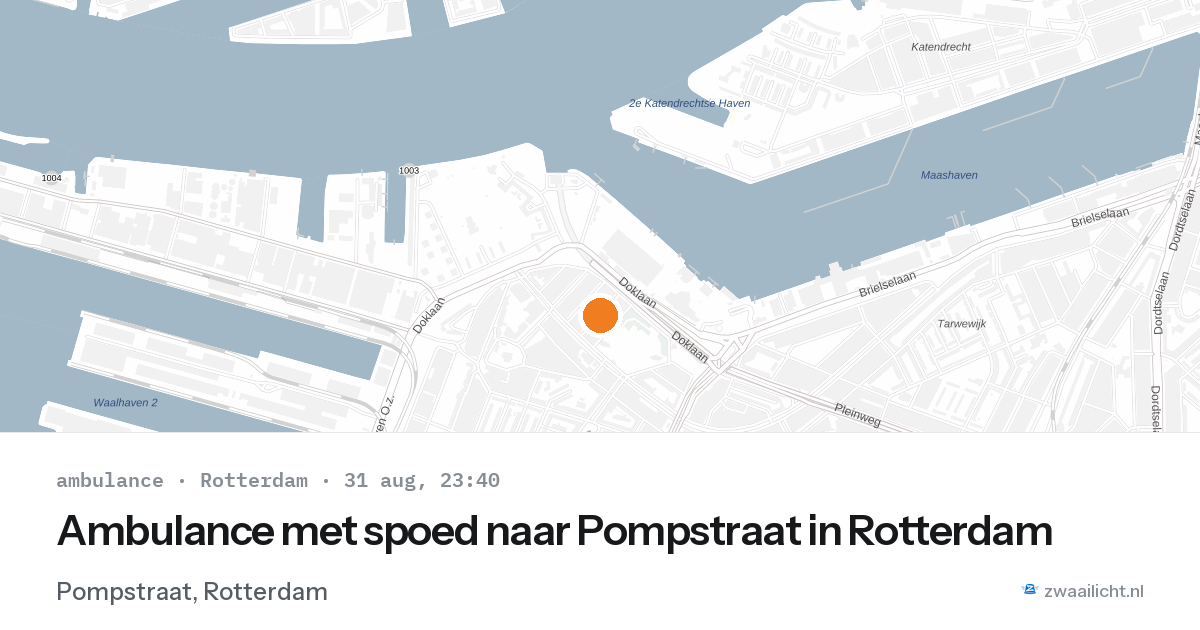 Ambulance met spoed naar Pompstraat in Rotterdam — 31 aug 2026