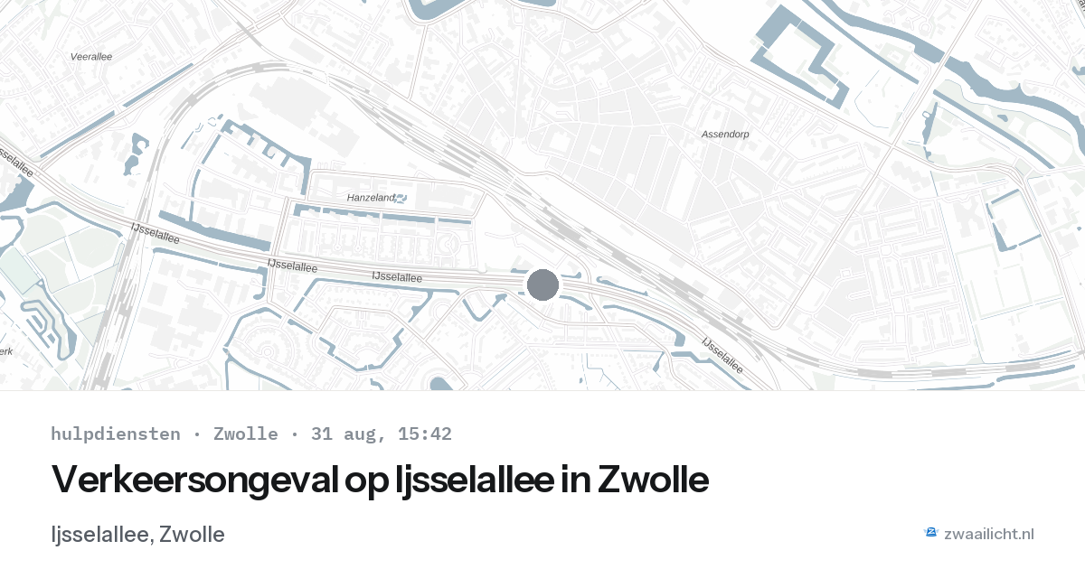 Verkeersongeval op Ijsselallee in Zwolle — 31 aug 2026