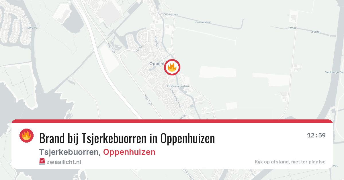 Brand bij Tsjerkebuorren in Oppenhuizen — 6 jul 2026