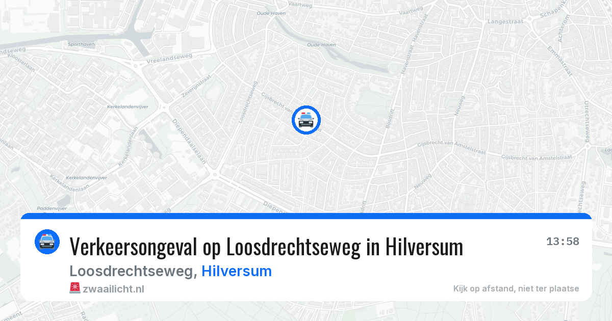 Verkeersongeval op Loosdrechtseweg in Hilversum — 19 mrt 2026