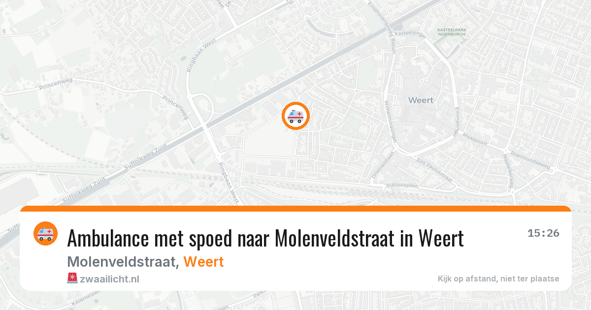 Ambulance met spoed naar Molenveldstraat in Weert — 10 jul 2026