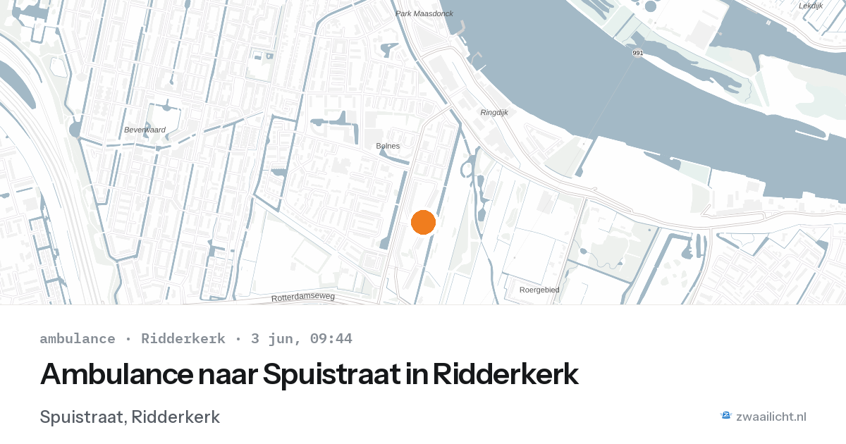 Ambulance naar Spuistraat in Ridderkerk — 3 jun 2026