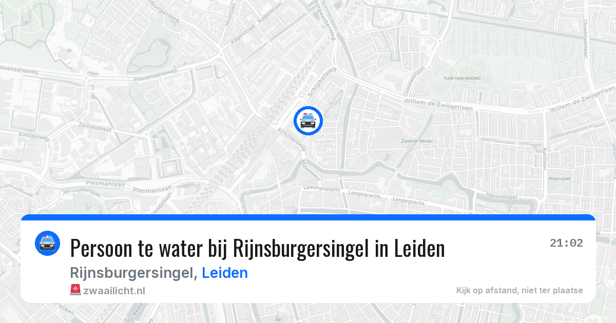 Persoon te water bij Rijnsburgersingel in Leiden — 15 mei 2026