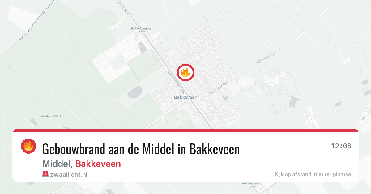Gebouwbrand aan de Middel in Bakkeveen — 4 mei 2026