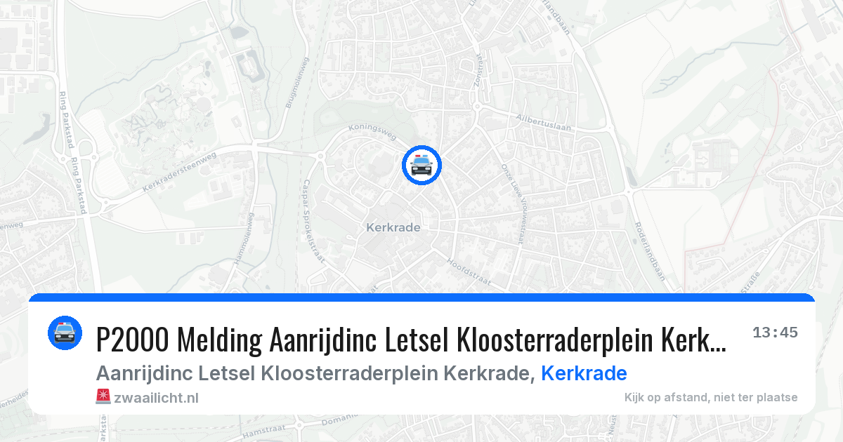 P2000 Melding Aanrijdinc Letsel Kloosterraderplein Kerkrade, Kerkrade — 12 jun 2026