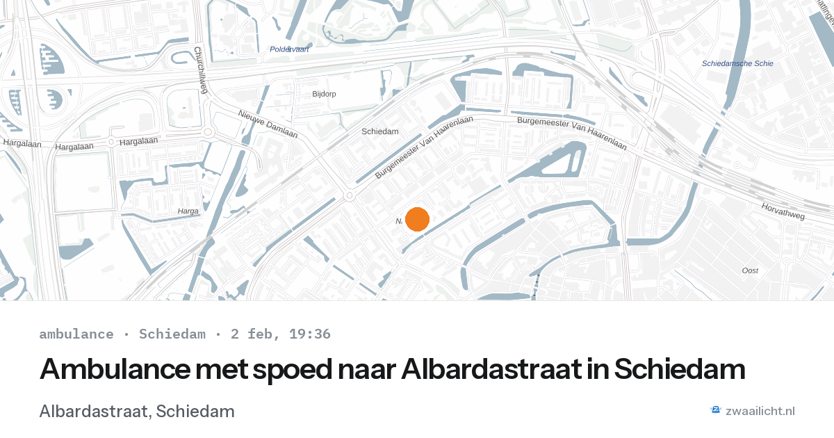 Ambulance met spoed naar Albardastraat in Schiedam — 2 feb 2026