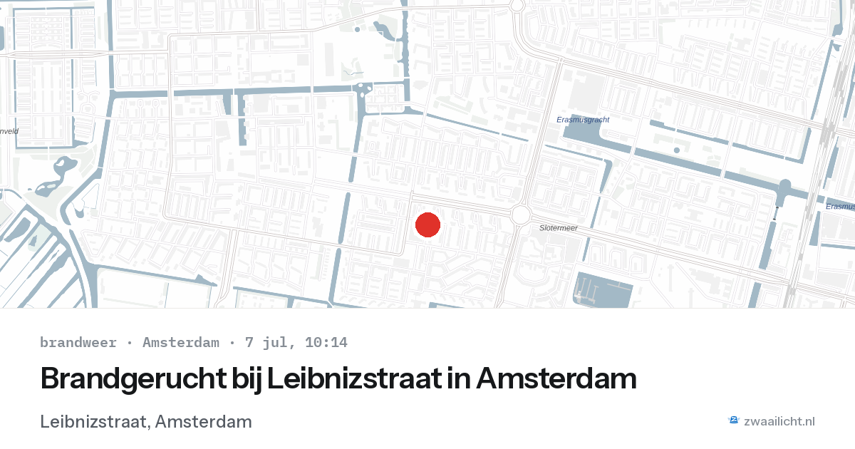 Brandgerucht bij Leibnizstraat in Amsterdam — 7 jul 2026