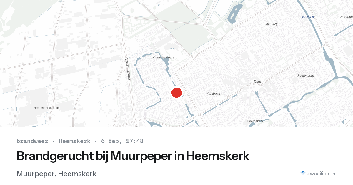 Brandgerucht bij Muurpeper in Heemskerk — 6 feb 2026