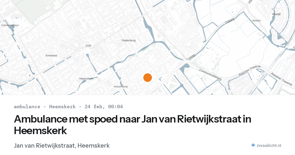 Ambulance met spoed naar Jan van Rietwijkstraat in Heemskerk — 23 feb 2026
