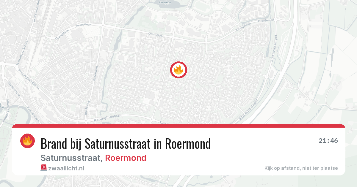 Brand bij Saturnusstraat in Roermond — 8 aug 2026