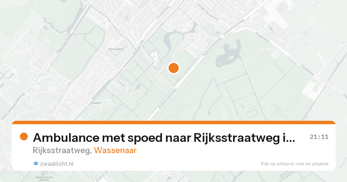 Ambulance met spoed naar Rijksstraatweg in Wassenaar — 17 aug 2026