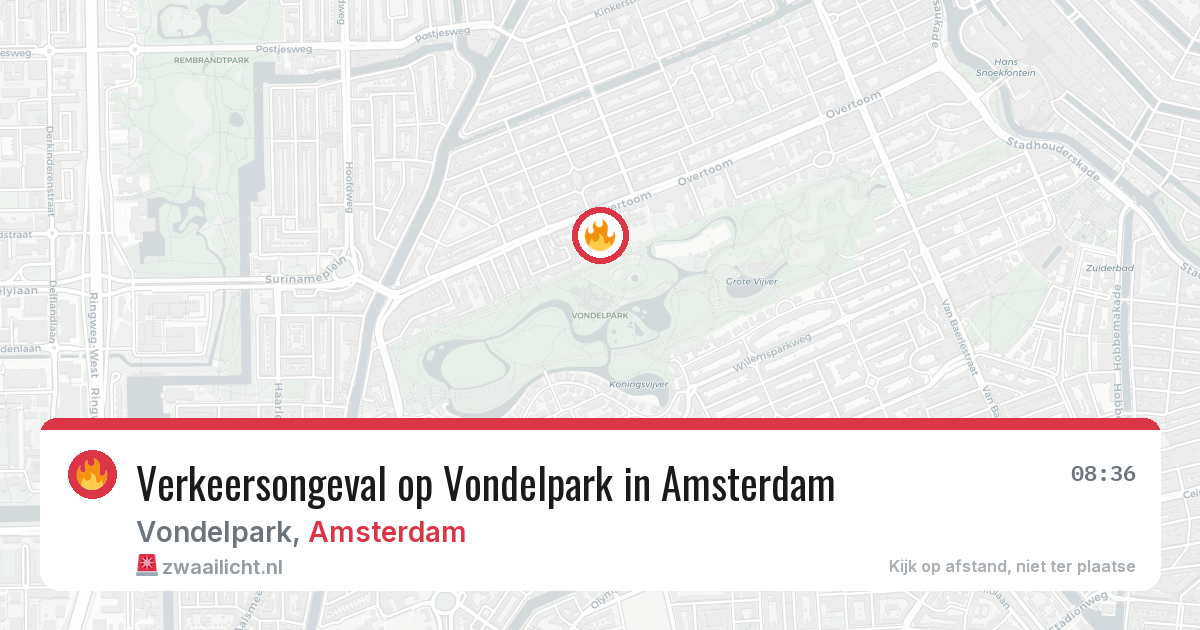 Verkeersongeval op Vondelpark in Amsterdam — 4 aug 2026