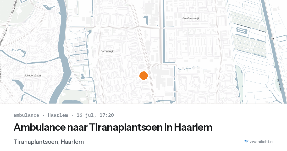 Ambulance naar Tiranaplantsoen in Haarlem — 16 jul 2026