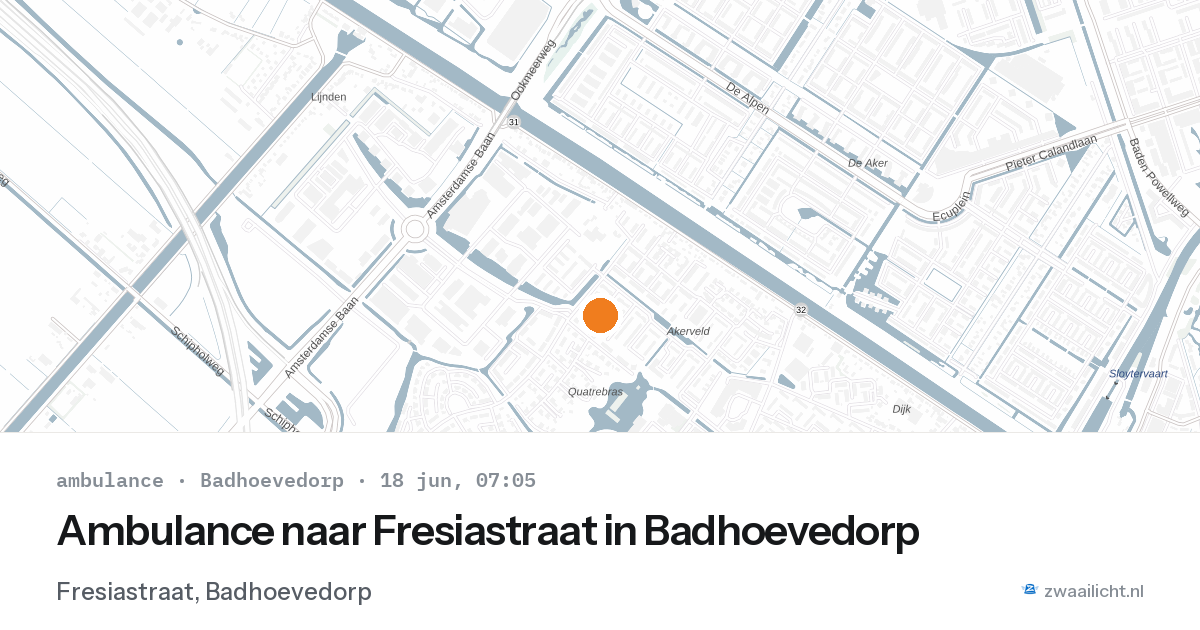 Ambulance naar Fresiastraat in Badhoevedorp — 18 jun 2026