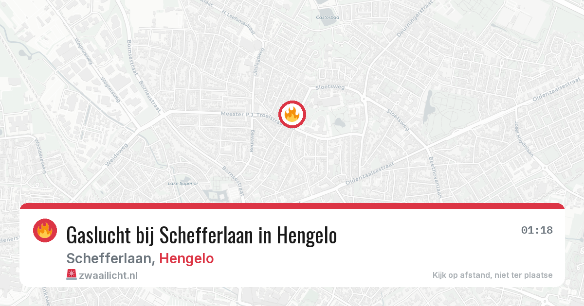 Gaslucht bij Schefferlaan in Hengelo — 3 jul 2026