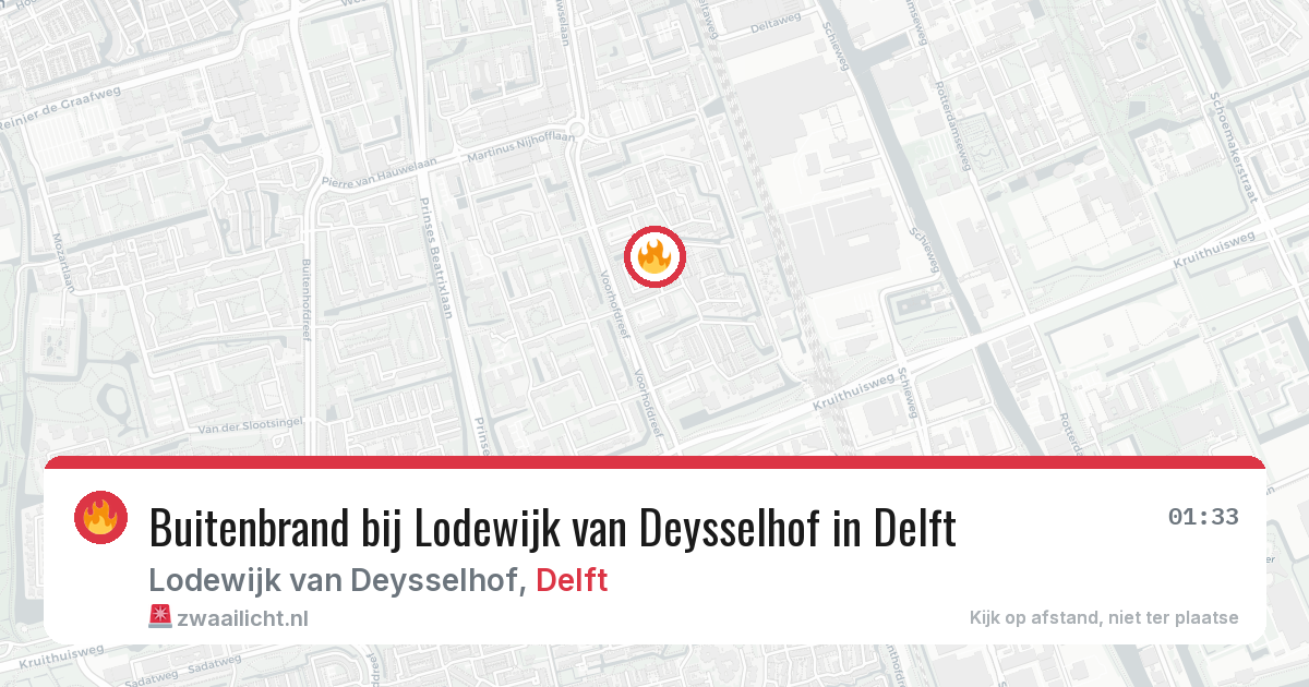 Buitenbrand bij Lodewijk van Deysselhof in Delft — 11 jul 2026