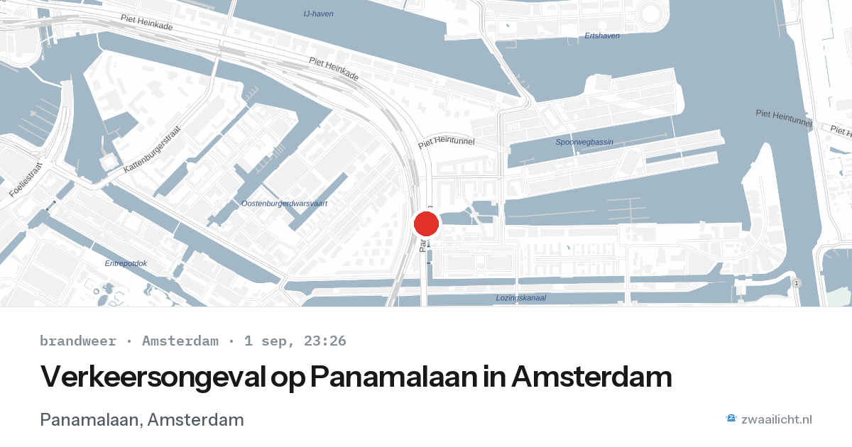 Verkeersongeval op Panamalaan in Amsterdam — 1 sep 2026